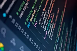 Close-up of a computer screen displaying colorful programming code with depth of field. jigsaw puzzle