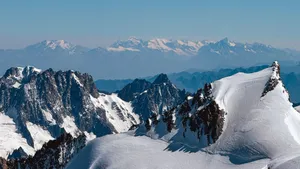 Majestic snow-covered peaks in Chamonix, showcasing breathtaking alpine beauty. jigsaw puzzle