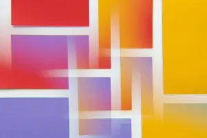 A dynamic composition of colorful geometric blocks with gradient overlays creating a vibrant abstract design. jigsaw puzzle