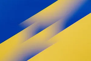 Vibrant abstract design with blue and yellow diagonal stripes blending smoothly. jigsaw puzzle