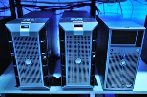 Close-up view of modern rack-mounted server units in a data center. jigsaw puzzle