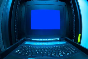 Close-up of a blue screen error shown on a data center control terminal. jigsaw puzzle