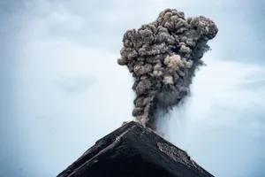 Powerful eruption of Acatenango Volcano in Guatemala with dark ash cloud and smoke. jigsaw puzzle