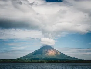 Majestic Volcano Concepcion with clouds over Lake Nicaragua. Perfect for travel and nature visuals. jigsaw puzzle