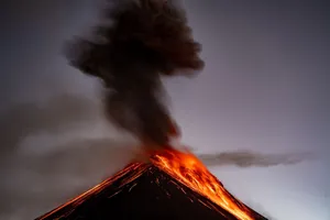 Dramatic capture of Volcano Fuego erupting in Chimaltenango, Guatemala, at dusk. jigsaw puzzle