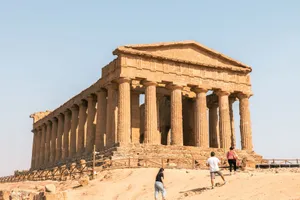 Explore the ancient sunlit Temple of Concordia in Agrigento, Italy, a stunning travel destination. jigsaw puzzle