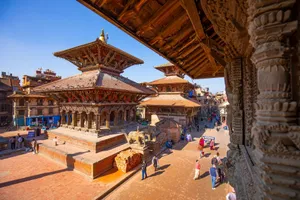 Stunning view of Patan Durbar Square showcasing ancient temples in Kathmandu, Nepal. jigsaw puzzle