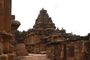 Explore the intricately carved stone structures of Pattadakal's ancient temples. jigsaw puzzle