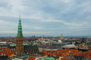 Stunning aerial view of Copenhagen showcasing historic architecture and urban landscape. jigsaw puzzle