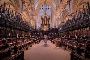 Explore the stunning Gothic architecture and rich history inside Lincoln Cathedral, England. jigsaw puzzle