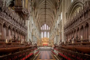 Majestic view of Ely Cathedral's interior showcasing intricate Gothic architecture. jigsaw puzzle