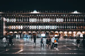 Tourists enjoying a night at Piazza San Marco in Venice, Italy. jigsaw puzzle