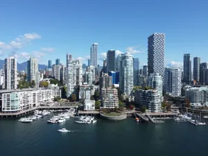 Aerial view of Vancouver's modern skyline and waterfront, showcasing urban architecture. jigsaw puzzle