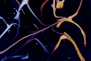 Colorful swirling abstract art with dynamic fluid shapes and a dark background. jigsaw puzzle