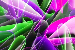 Dynamic abstract composition featuring neon pink and green flows and curves. jigsaw puzzle