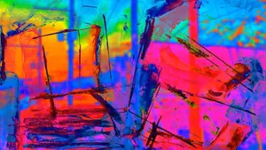 A vibrant and colorful abstract painting with vivid hues and dynamic brush strokes. jigsaw puzzle