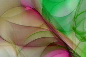 Dynamic abstract art featuring flowing pink and green curves, perfect for modern decor. jigsaw puzzle