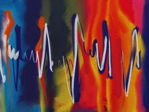 Colorful graffiti showcasing dynamic abstract patterns on a city wall. jigsaw puzzle
