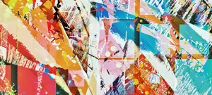 Dynamic abstract painting with colorful geometric shapes and textures. jigsaw puzzle