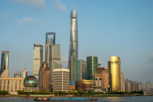 Stunning view of Shanghai's modern skyline with the iconic Shanghai Tower and financial district. jigsaw puzzle