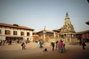Tourists explore Bhaktapur Durbar Square with its iconic temples and classical architecture in Nepal. jigsaw puzzle