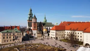 A stunning daytime view of Wawel Cathedral and courtyard in Kraków, Poland. jigsaw puzzle