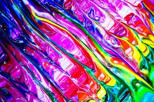 Bold and colorful abstract paint strokes showcasing a vibrant rainbow palette. jigsaw puzzle