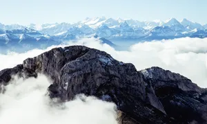 Breathtaking view of snow-capped Alps at Alpnach, Switzerland in winter. jigsaw puzzle