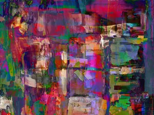 Colorful abstract expressionist painting with vivid hues and dynamic patterns. jigsaw puzzle