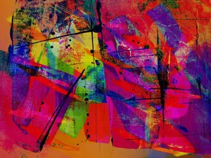 Colorful abstract art with vivid brush strokes and playful splatters. jigsaw puzzle