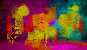 Dynamic abstract art with vibrant, multi-colored textured paint strokes creating a lively pattern. jigsaw puzzle