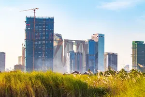 A view of the emerging skyline in Phnom Penh with modern skyscrapers under construction. jigsaw puzzle