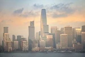 Stunning view of the San Francisco skyline with iconic skyscrapers at dusk, capturing the city's vibrant urban scene. jigsaw puzzle