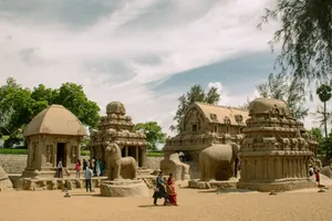 Explore the UNESCO heritage site of Mahabalipuram with iconic rock-cut architecture. jigsaw puzzle