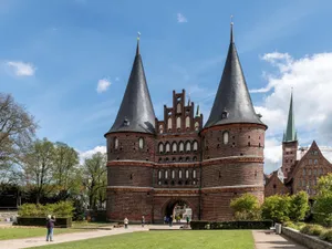 A daytime view of the iconic Holstentor gate in Lübeck, a UNESCO World Heritage Site. jigsaw puzzle