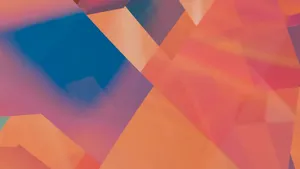 Colorful geometric abstract art blending soft hues of orange and blue. jigsaw puzzle
