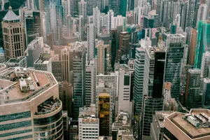Breathtaking aerial view of Hong Kong's high-rise buildings and urban skyline. jigsaw puzzle
