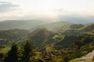 Breathtaking sunset over the rolling hills of Crespano del Grappa in Veneto, Italy, showcasing nature's serene beauty. jigsaw puzzle
