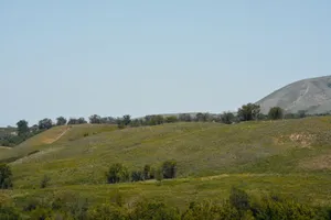 Captivating view of rolling green hills under a clear sky in Talgar, Kazakhstan. jigsaw puzzle